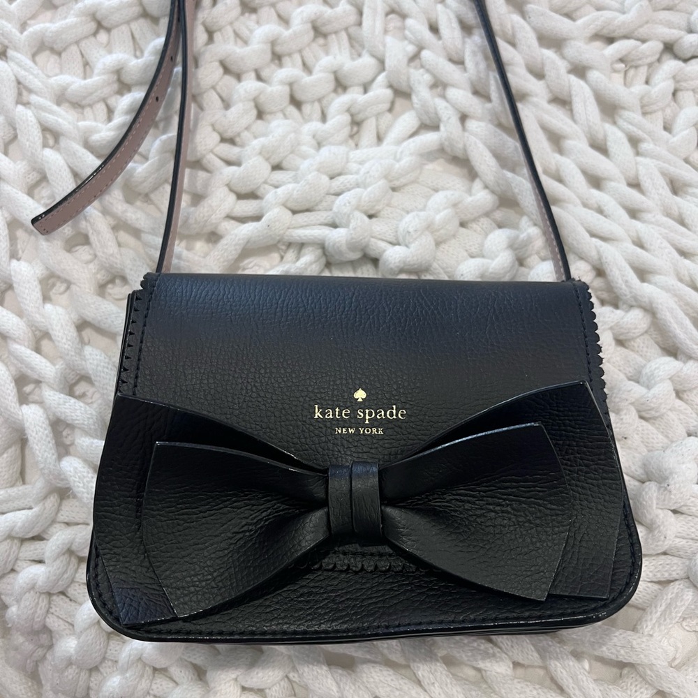 Kate Spade Black Leather Bow Crossbody Bag